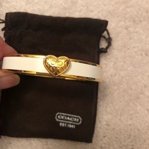 Coach white and gold heart bangle